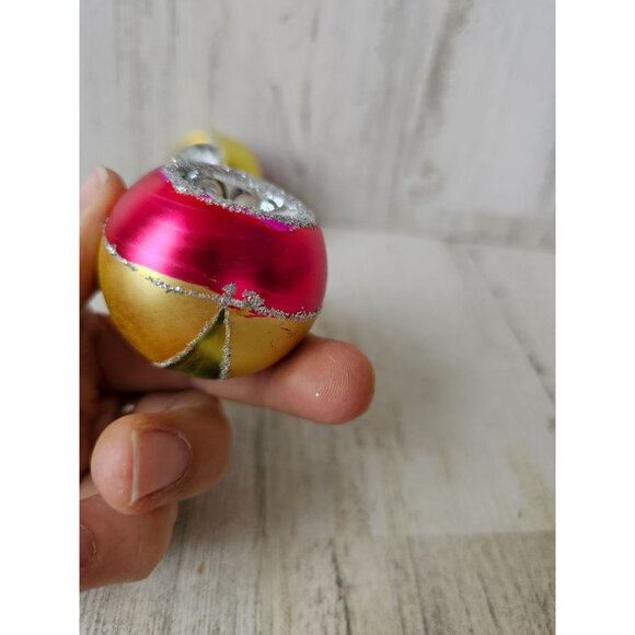 Vintage stripes mini indent ball glitter ornament mercury glass glitter reflecto - Picture 7 of 12